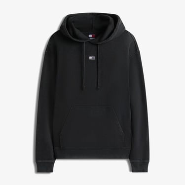  Tommy Hilfiger Relaxed Overdyed Flag Hood Erkek Siyah Sweatshirt
