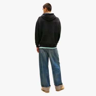  Tommy Hilfiger Relaxed Overdyed Flag Hood Erkek Siyah Sweatshirt