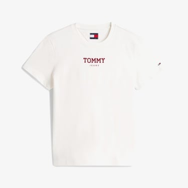  Tommy Hilfiger Essential Logo Kadın Beyaz T-Shirt