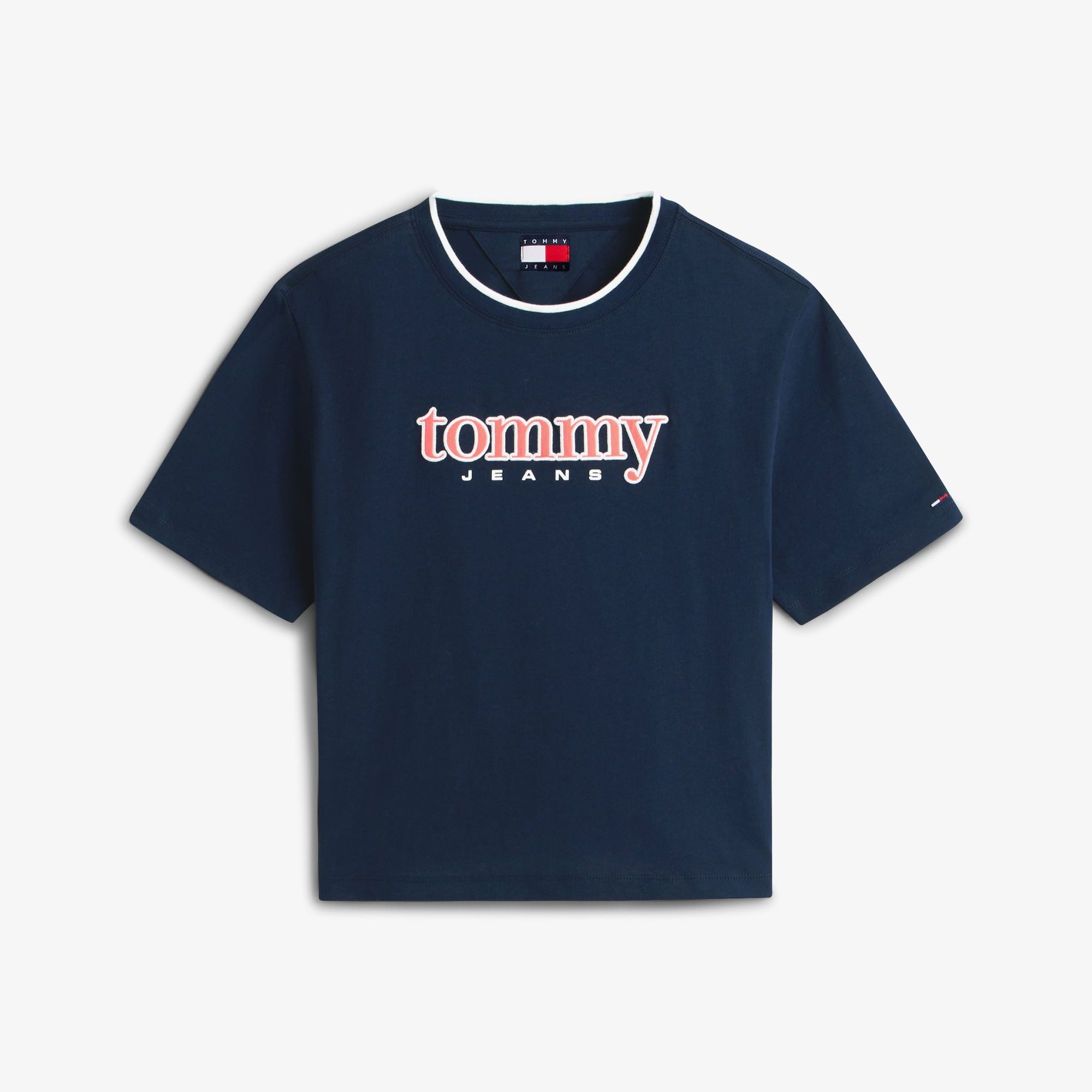 Tommy Hilfiger Boxy Tommy Applique Kadın Mavi T-Shirt