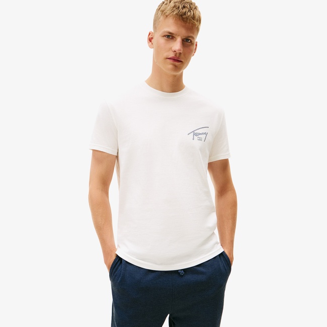  Tommy Hilfiger Signature Erkek Beyaz T-Shirt