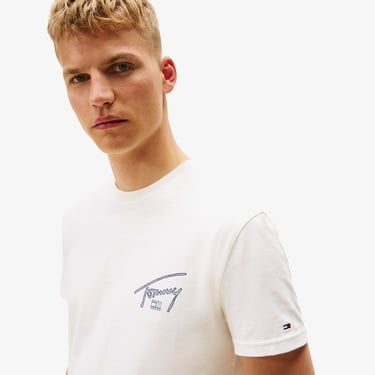  Tommy Hilfiger Signature Erkek Beyaz T-Shirt