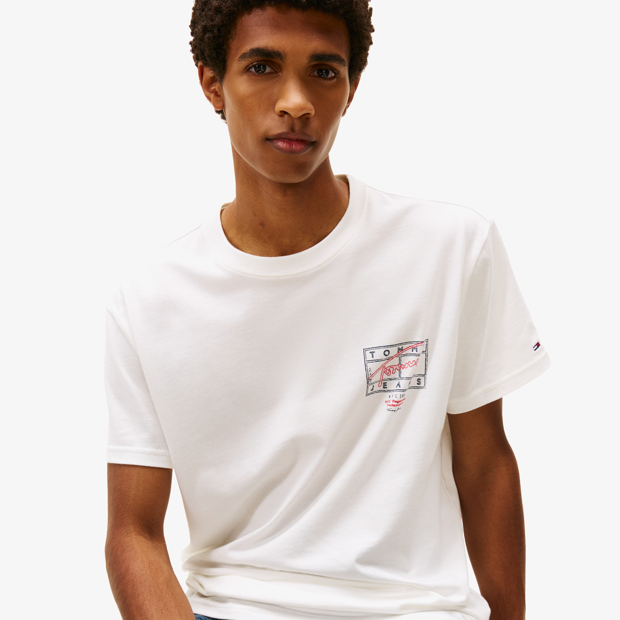Tommy Hilfiger Signature Erkek Beyaz T-Shirt