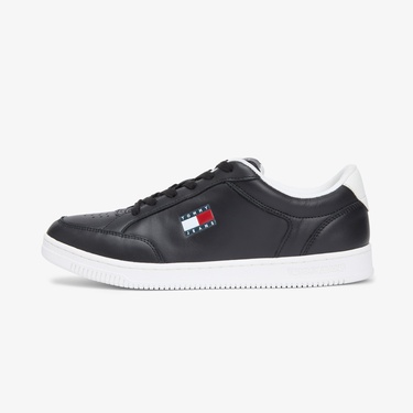  Tommy Hilfiger Cupsole Deri Erkek Siyah Spor Ayakkabı