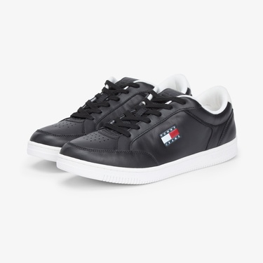  Tommy Hilfiger Cupsole Deri Erkek Siyah Spor Ayakkabı