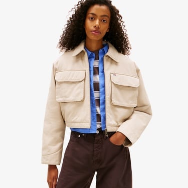  Tommy Hilfiger Cropped Workwear Kadın Bej Ceket