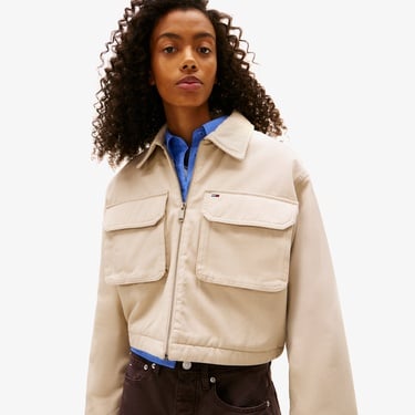  Tommy Hilfiger Cropped Workwear Kadın Bej Ceket