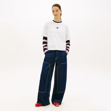  Tommy Hilfiger Bxy Badge Kadın Beyaz T-Shirt