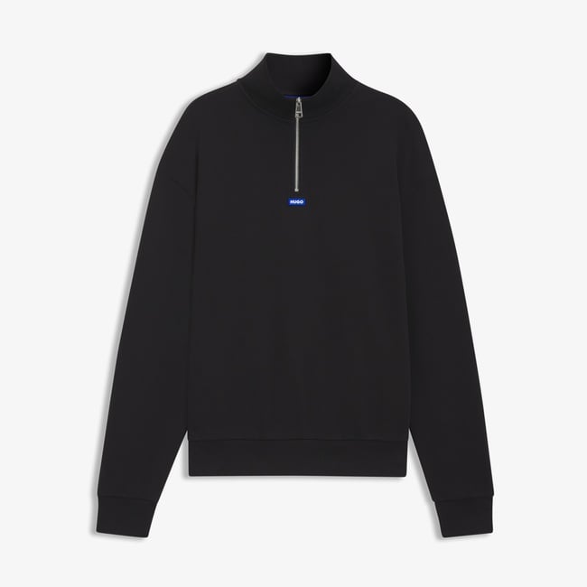  Hugo Neeler Half Zip Erkek Siyah Sweatshirt