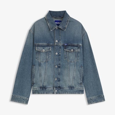  Hugo Loose Fit Stonewashed Erkek Mavi Denim Ceket