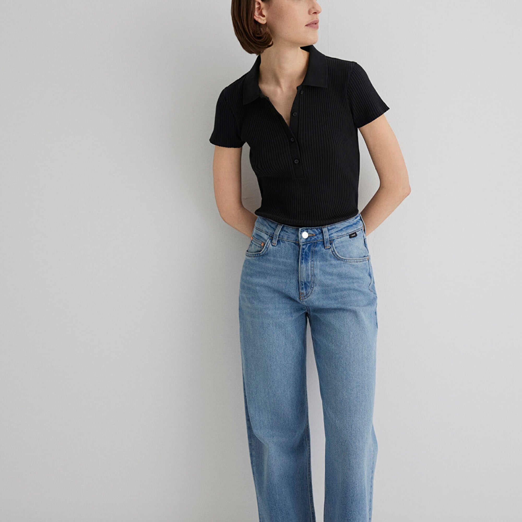 Mavi Siyah Polo Tişört Fitted / Vücuda Oturan Kesim 1613120-900