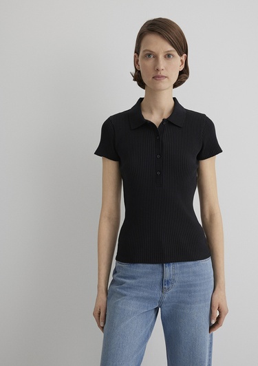  Mavi Siyah Polo Tişört Fitted / Vücuda Oturan Kesim 1613120-900