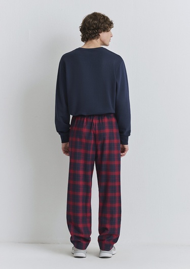  Mavi Yılbaşı Temalı Ekose Pantolon 0010570-84538