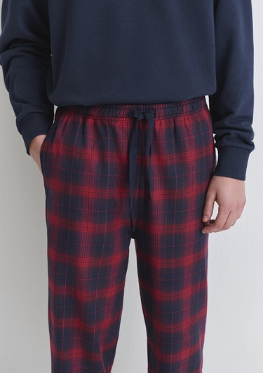  Mavi Yılbaşı Temalı Ekose Pantolon 0010570-84538