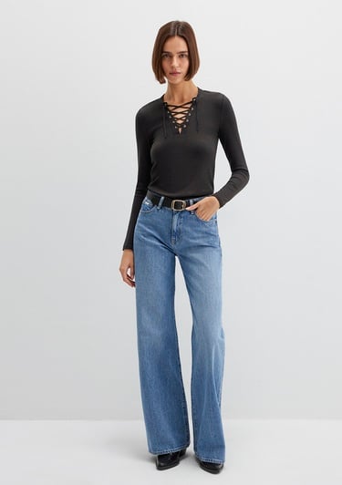  Mavi Uzun Kollu Kahverengi Tişört Fitted / Vücuda Oturan Kesim 1613839-70262