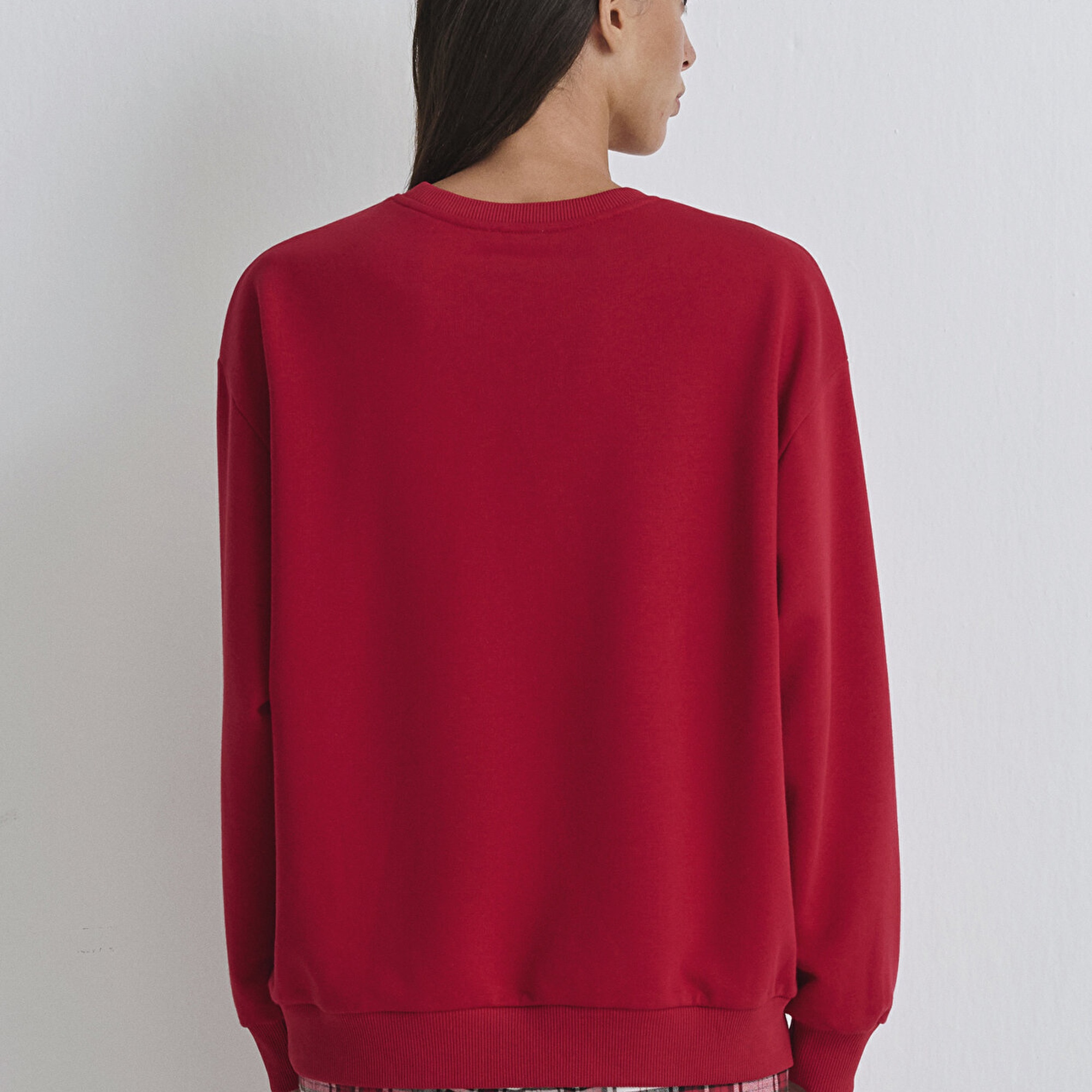 Mavi Yılbaşı Temalı Kırmızı Sweatshirt 1S10507-70390