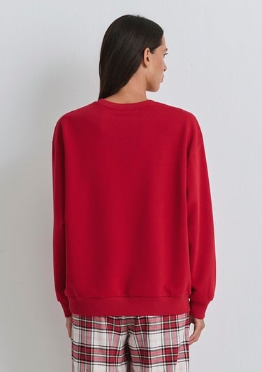  Mavi Yılbaşı Temalı Kırmızı Sweatshirt 1S10507-70390