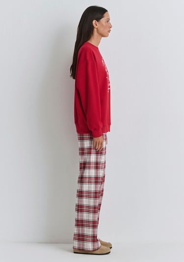  Mavi Yılbaşı Temalı Kırmızı Sweatshirt 1S10507-70390