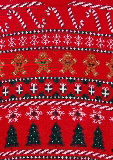  Mavi Yılbaşı Temalı Kırmızı Kazak Regular Fit / Normal Kesim 0710403-85905