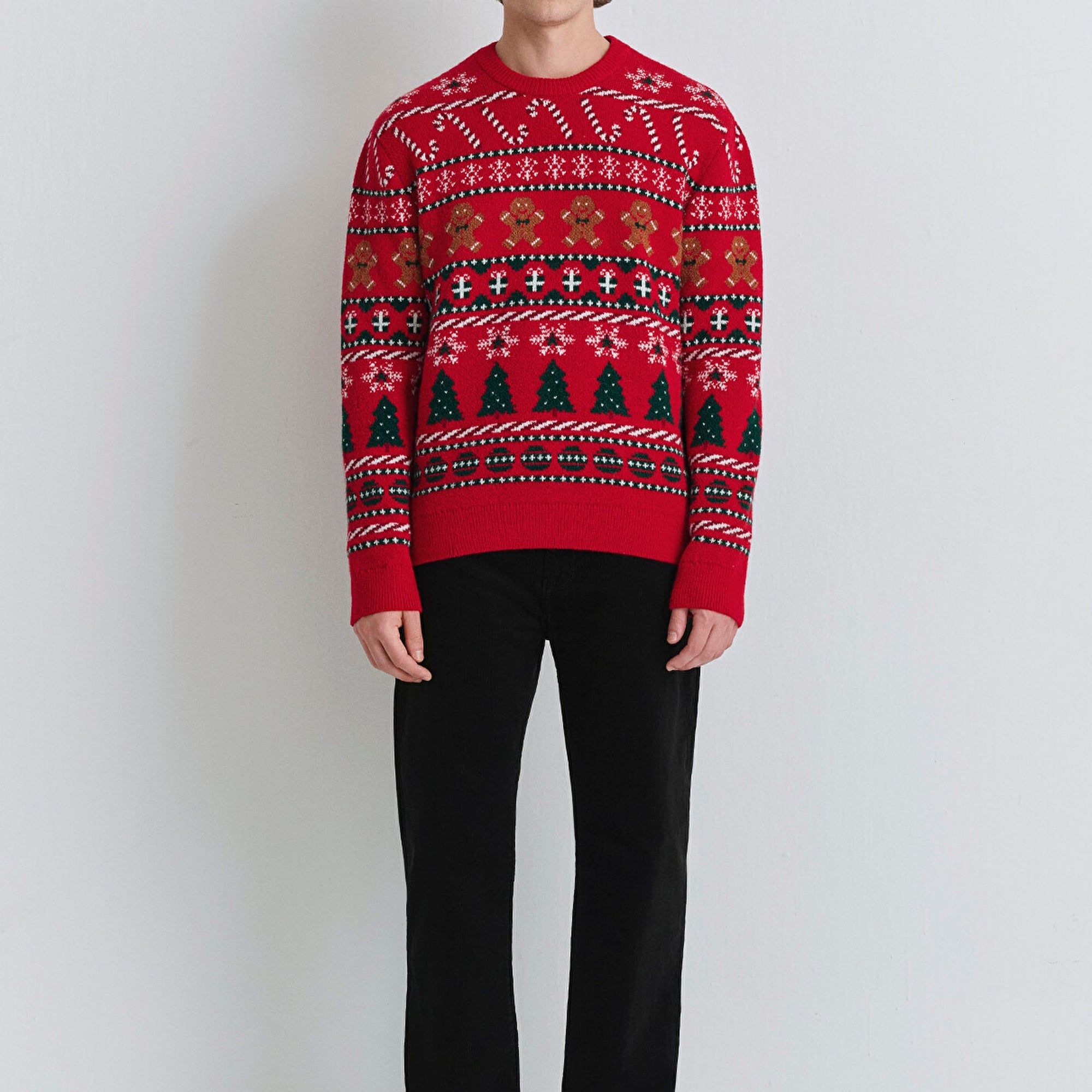 Mavi Yılbaşı Temalı Kırmızı Kazak Regular Fit / Normal Kesim 0710403-85905