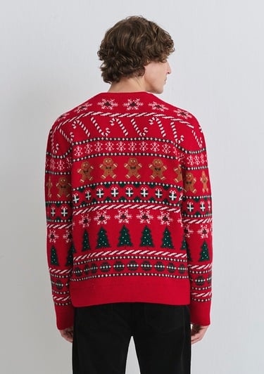  Mavi Yılbaşı Temalı Kırmızı Kazak Regular Fit / Normal Kesim 0710403-85905