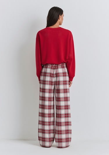  Mavi Yılbaşı Temalı Ekose Pantolon 1011168-80638