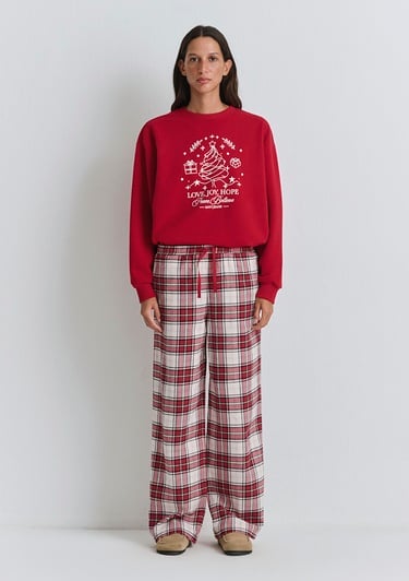  Mavi Yılbaşı Temalı Ekose Pantolon 1011168-80638