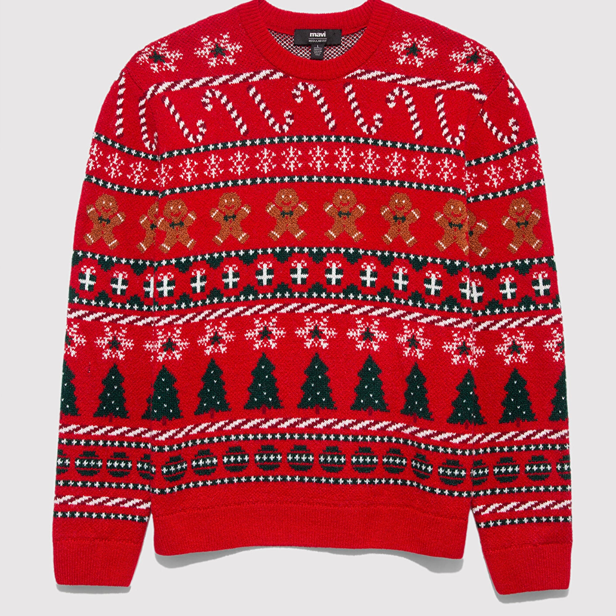 Mavi Yılbaşı Temalı Kırmızı Kazak Regular Fit / Normal Kesim 0710403-85905