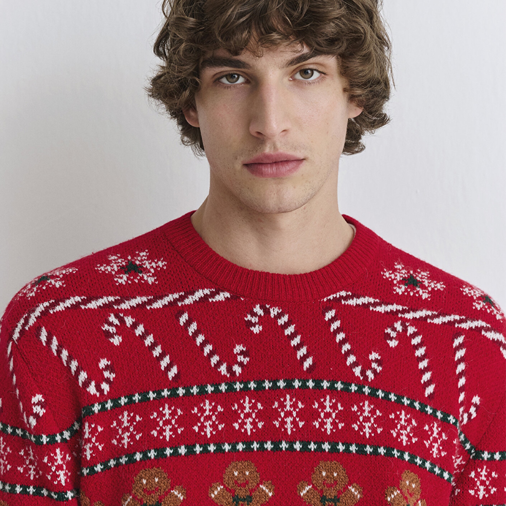 Mavi Yılbaşı Temalı Kırmızı Kazak Regular Fit / Normal Kesim 0710403-85905