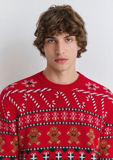  Mavi Yılbaşı Temalı Kırmızı Kazak Regular Fit / Normal Kesim 0710403-85905