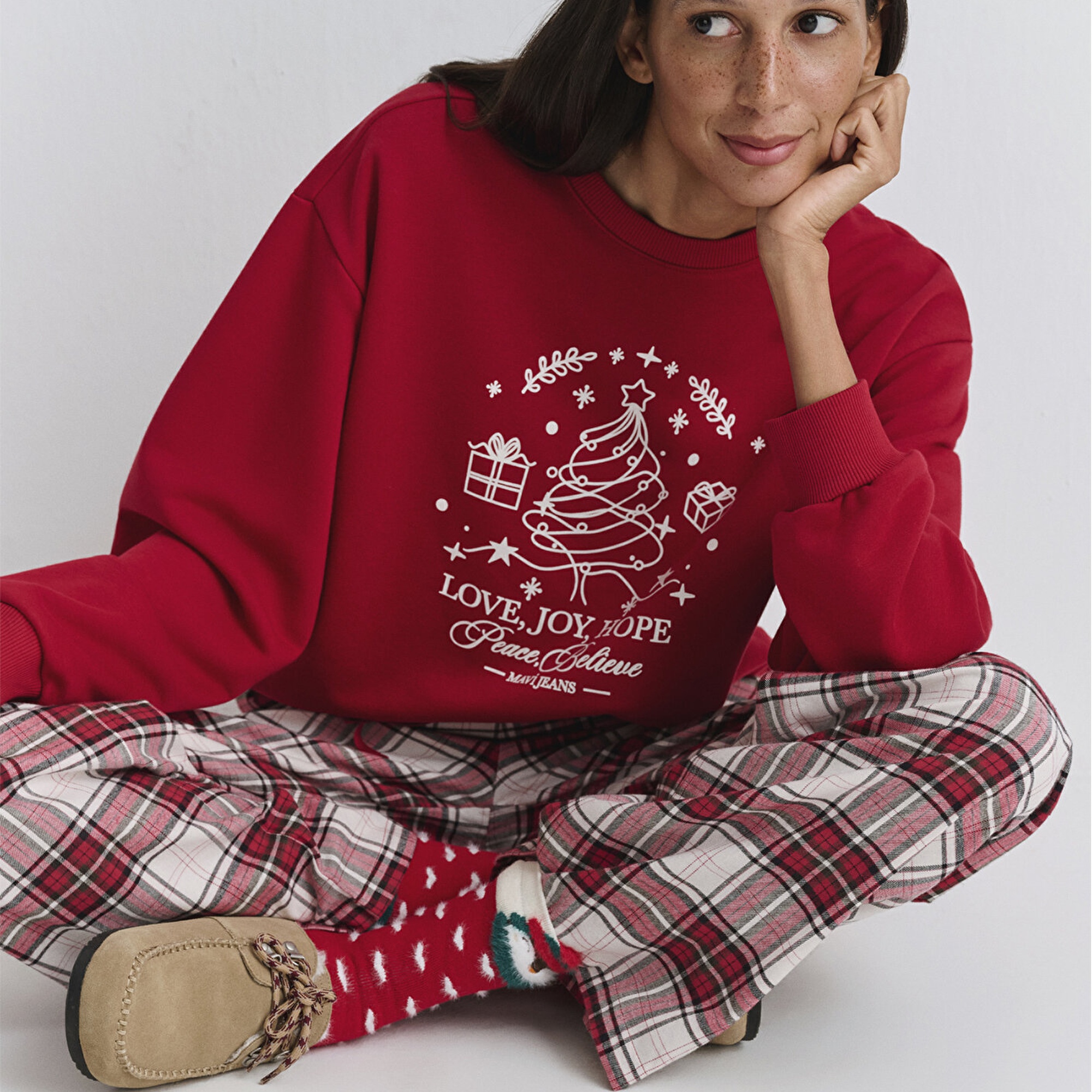 Mavi Yılbaşı Temalı Ekose Pantolon 1011168-80638