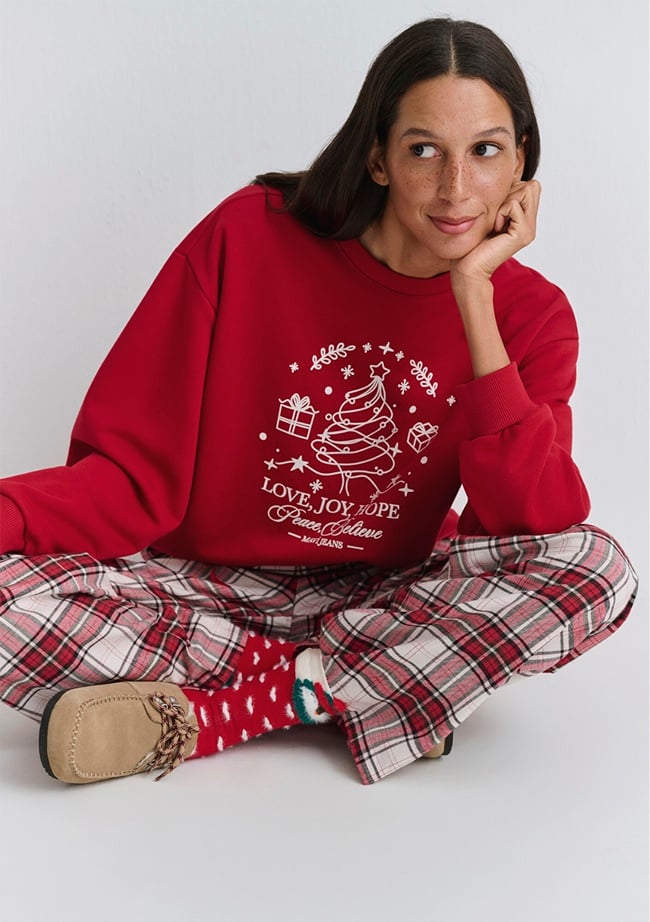  Mavi Yılbaşı Temalı Ekose Pantolon 1011168-80638