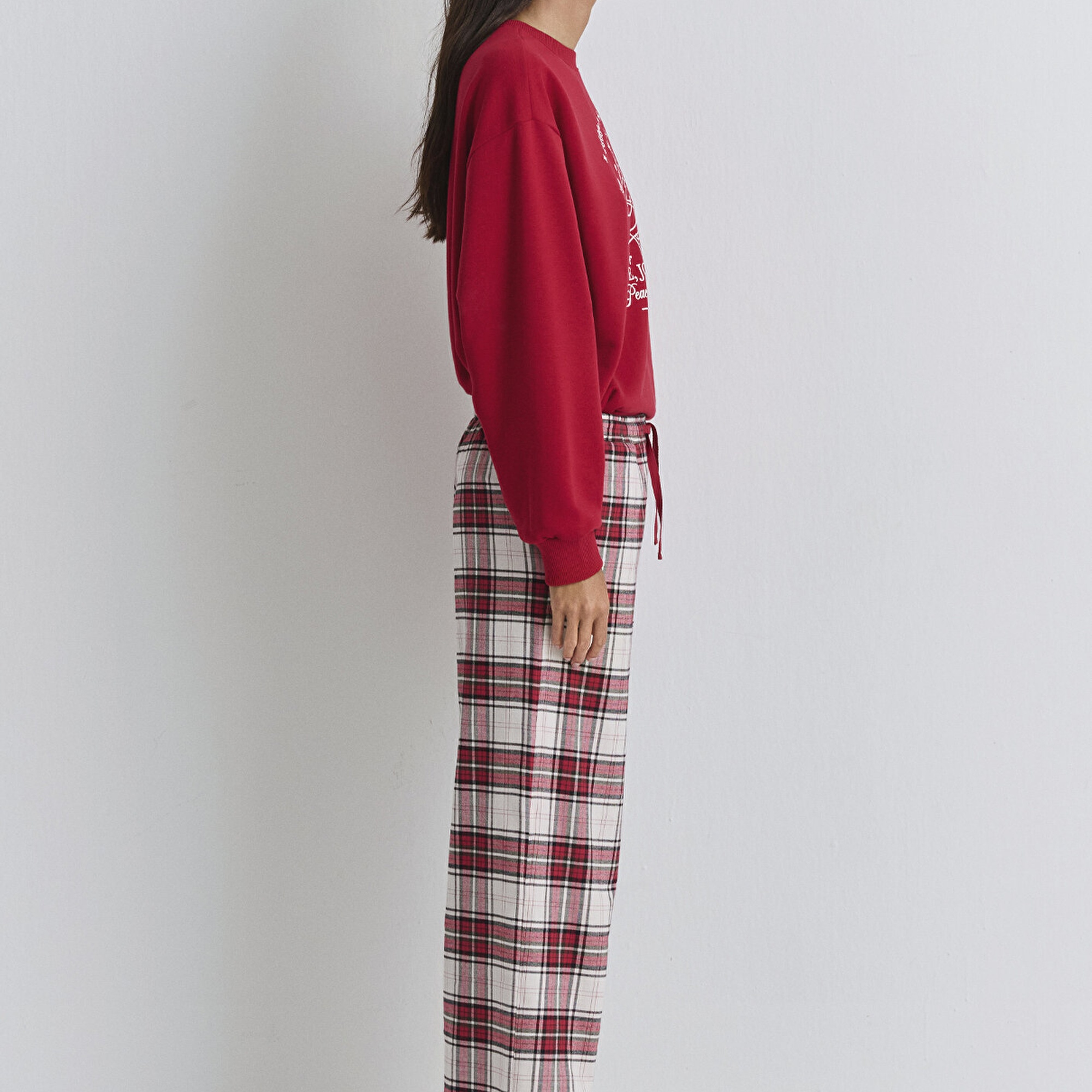 Mavi Yılbaşı Temalı Ekose Pantolon 1011168-80638