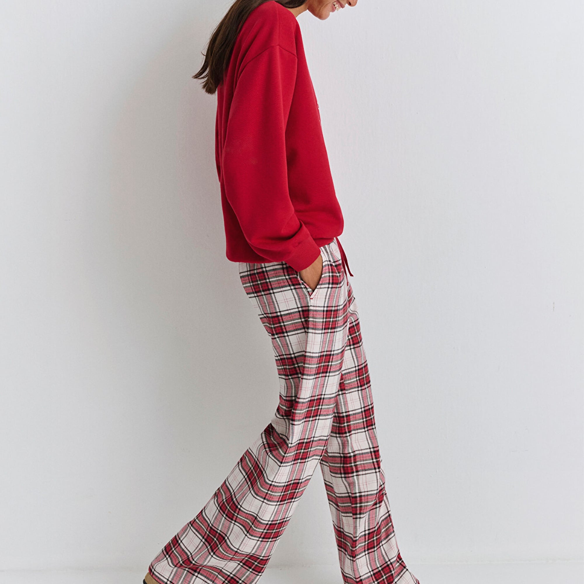 Mavi Yılbaşı Temalı Ekose Pantolon 1011168-80638