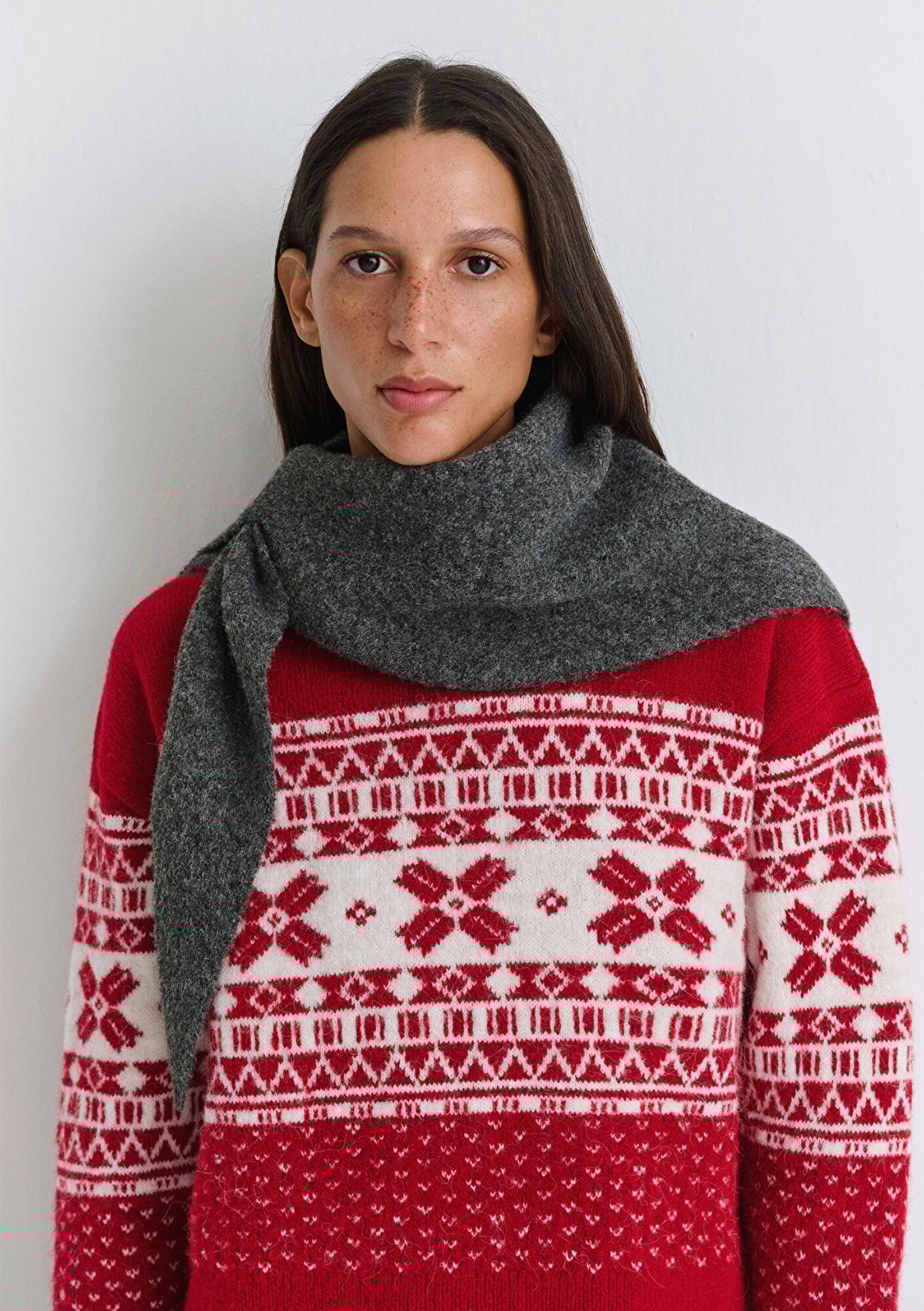  Mavi Yılbaşı Temalı Kırmızı Kazak Loose Fit / Bol Rahat Kesim 1710869-70057