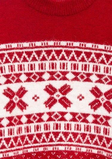  Mavi Yılbaşı Temalı Kırmızı Kazak Loose Fit / Bol Rahat Kesim 1710869-70057