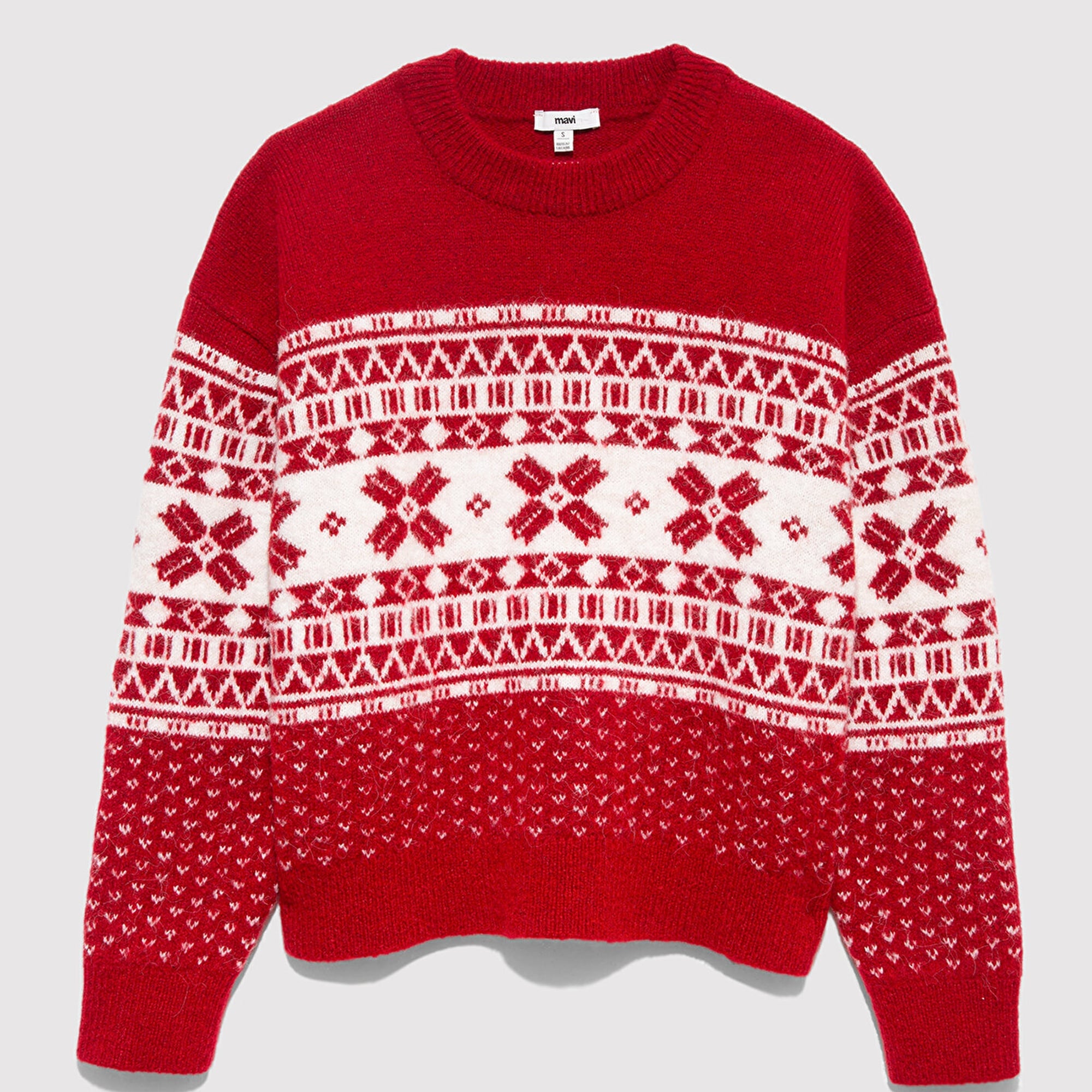 Mavi Yılbaşı Temalı Kırmızı Kazak Loose Fit / Bol Rahat Kesim 1710869-70057