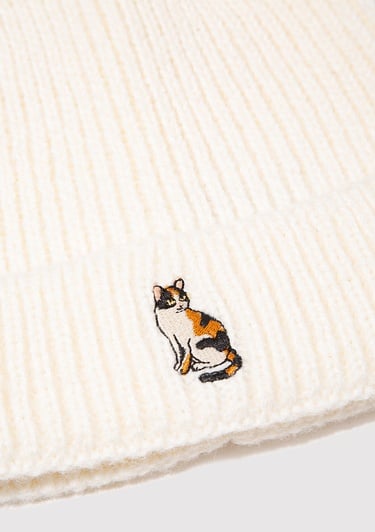  Mavi Kedi Nakışlı Ekru Bere 1913940-80194