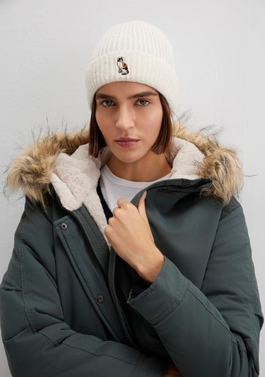  Mavi Kedi Nakışlı Ekru Bere 1913940-80194