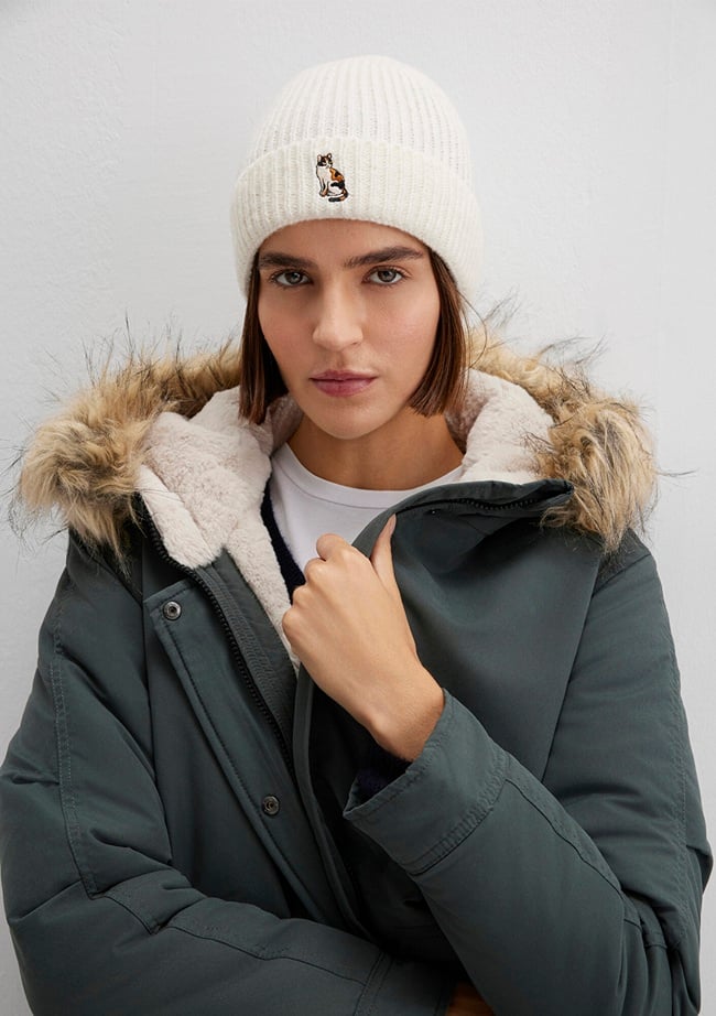  Mavi Kedi Nakışlı Ekru Bere 1913940-80194