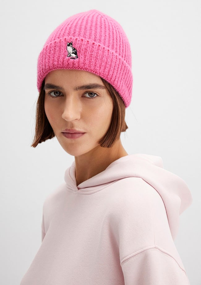  Mavi Kedi Nakışlı Pembe Bere 1913941-28396