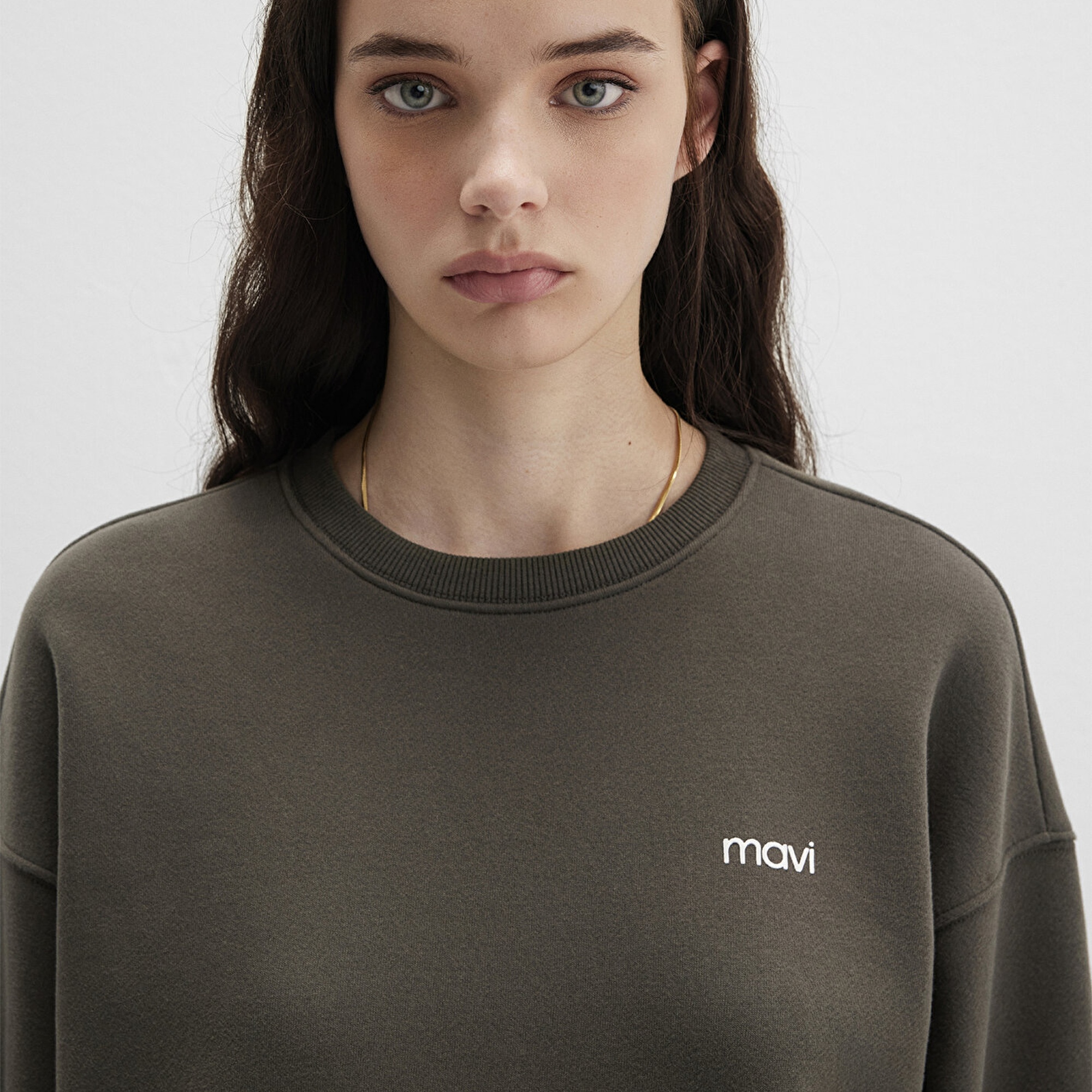 Mavi Mavi Logo Baskılı Haki Sweatshirt 1S10490-71553