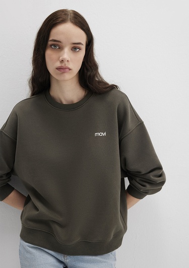  Mavi Mavi Logo Baskılı Haki Sweatshirt 1S10490-71553