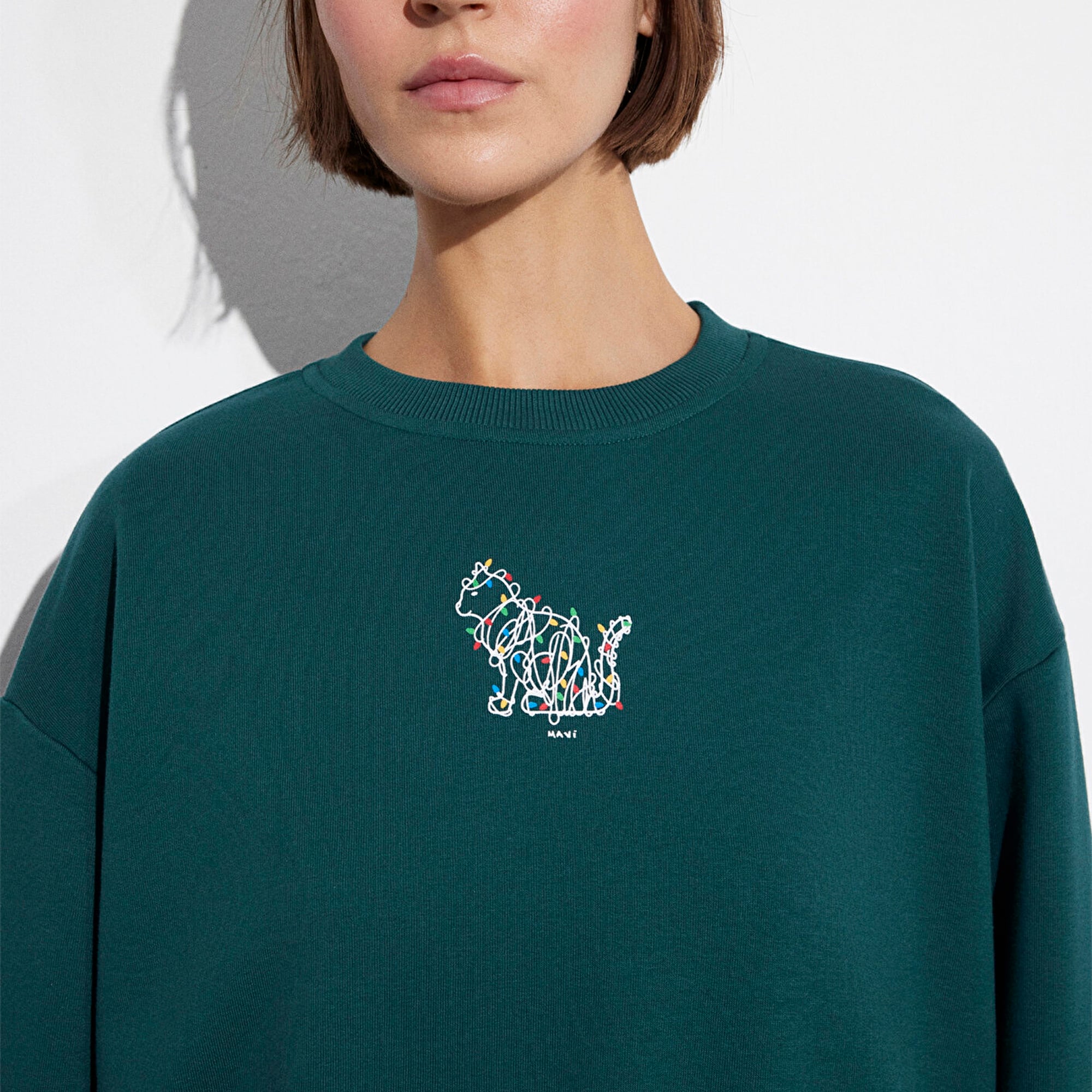 Mavi Yılbaşı Temalı Yeşil Sweatshirt 1S10500-71932