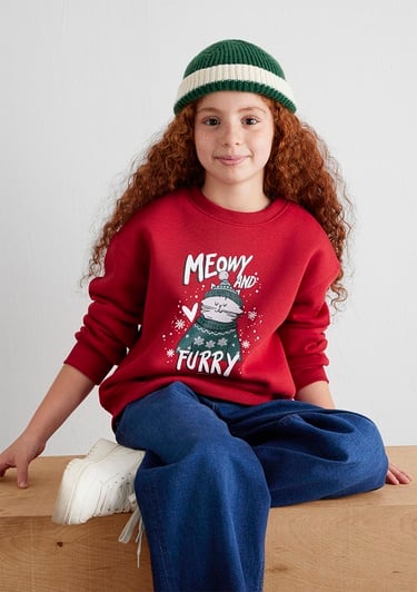  Mavi Yılbaşı Temalı Kırmızı Sweatshirt 7S10180-70390