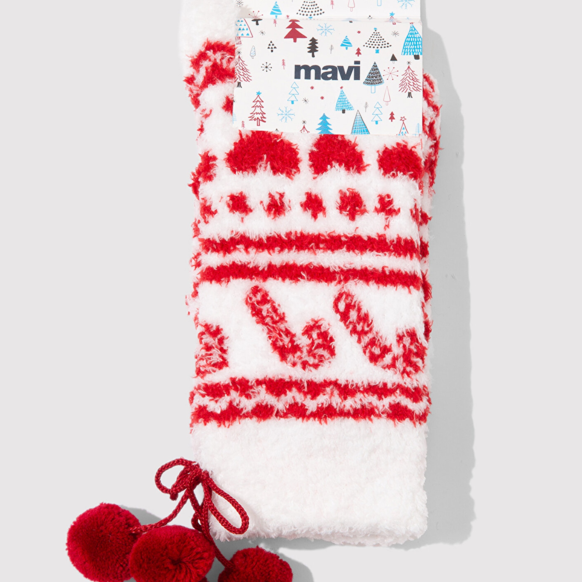 Mavi Yılbaşı Temalı Beyaz Bot Çorabı 1912937-620