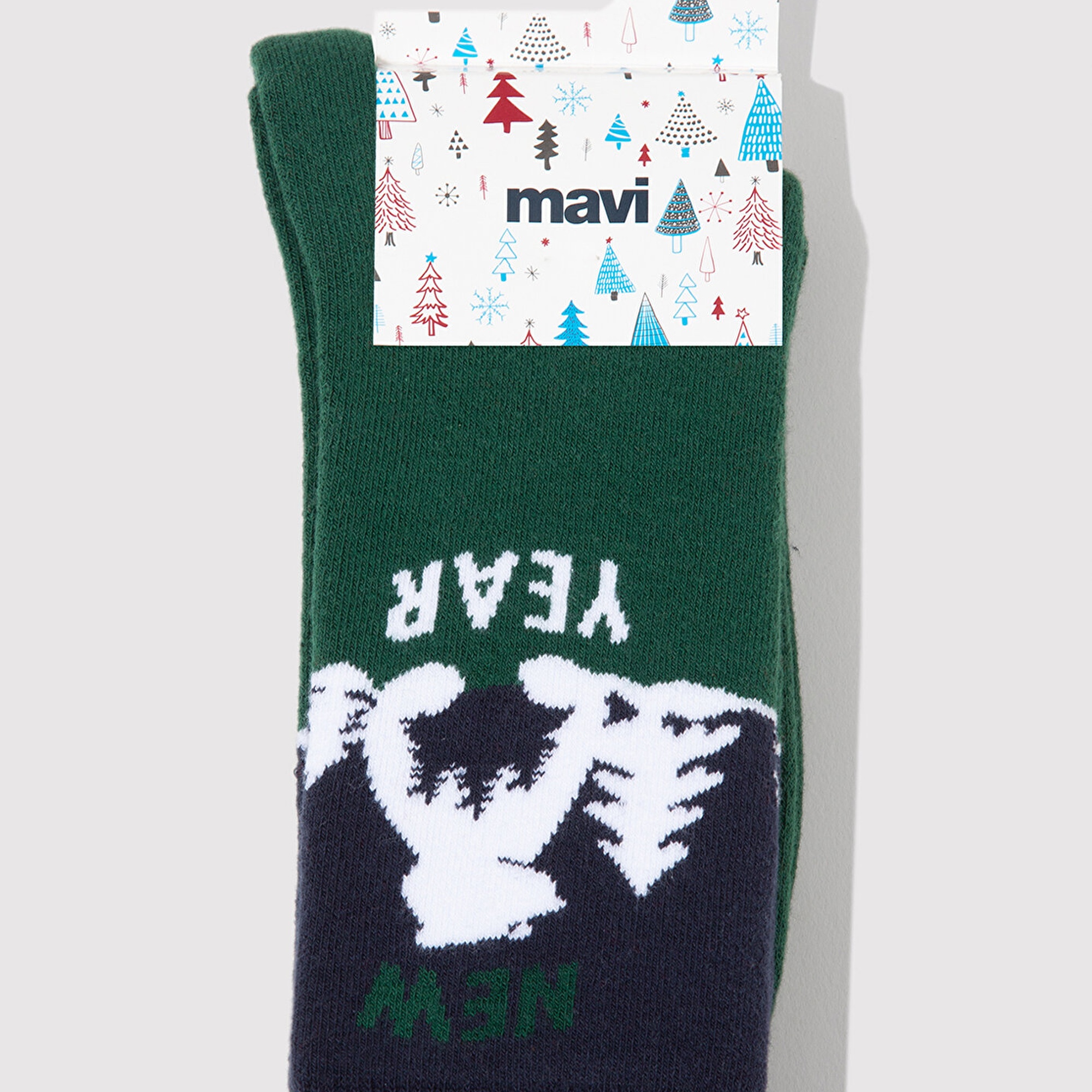 Mavi Yılbaşı Temalı Yeşil Soket Çorap 0912112-71893