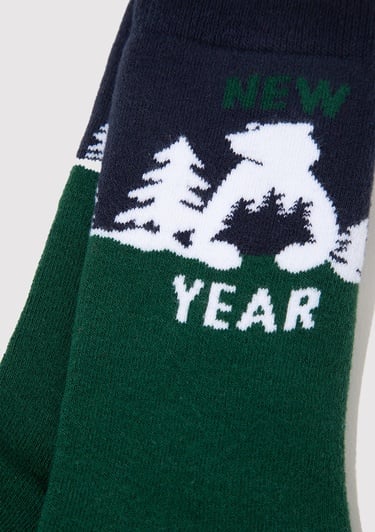  Mavi Yılbaşı Temalı Yeşil Soket Çorap 0912112-71893