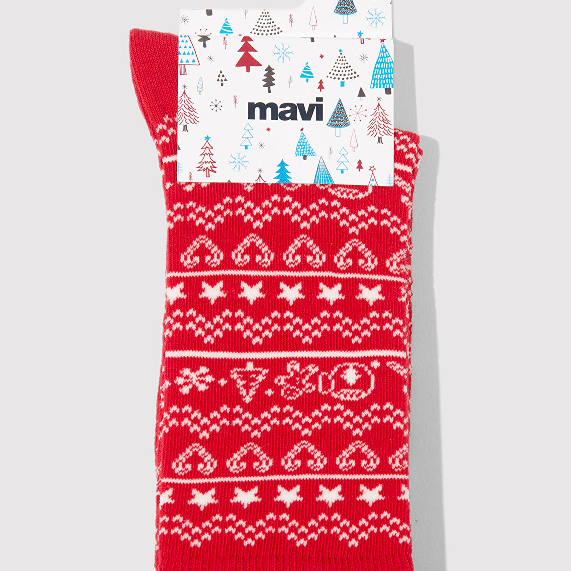 Mavi Yılbaşı Temalı Kırmızı Soket Çorap 1913668-70463