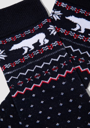  Mavi Yılbaşı Temalı Lacivert Soket Çorap 0912105-70490